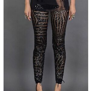 Beautiful Unbranded Sequin High Waisted Leggings Size SMALL Fits Waist Size 24